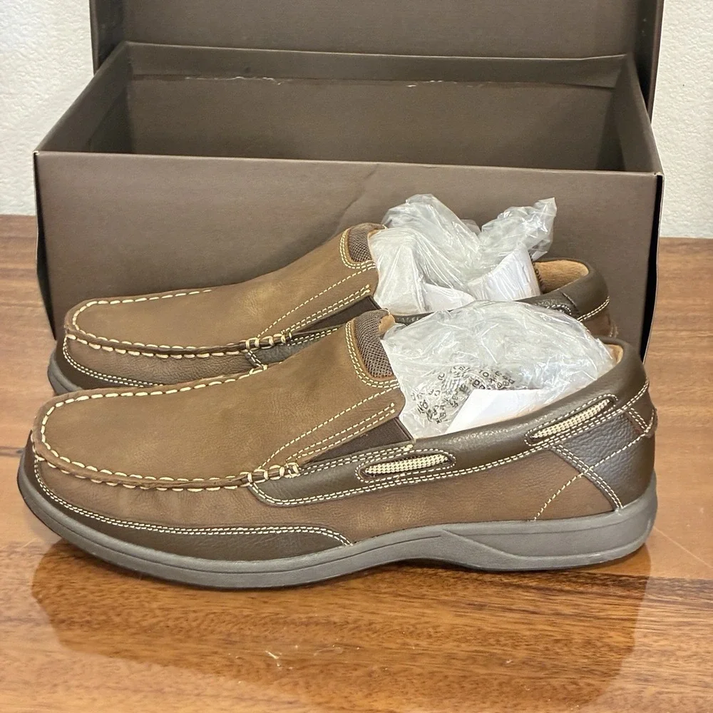 Florsheim Lakeside Slip Mens Size 9 Stone Leather Loafers Boat Shoes NIB